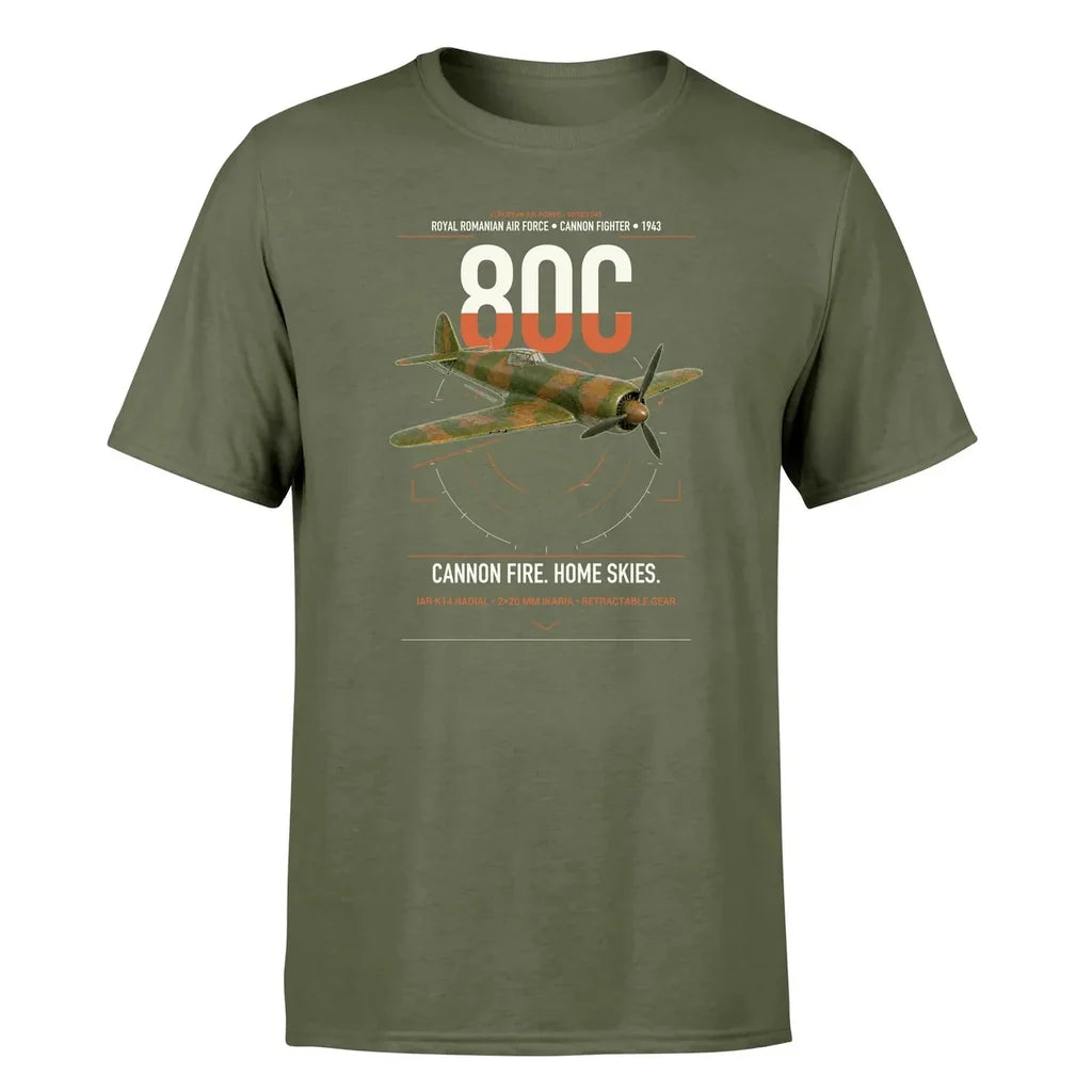 IAR 80C design on green army t-shirt, single-side print