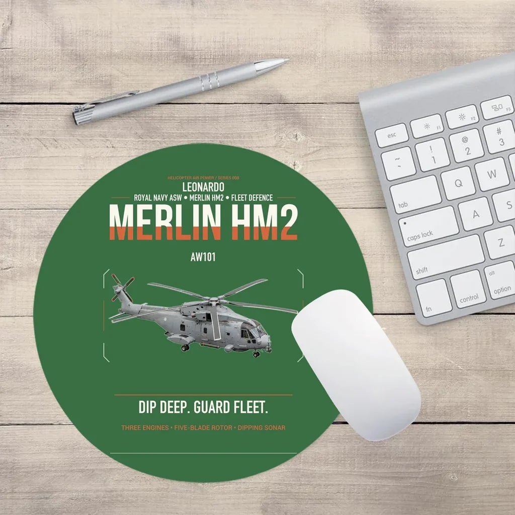 Leonardo AW101 Merlin HM2 design on green round mouse pad