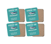 Thumbnail for Daher Kodiak 100 Series III design on turquoise 4 pieces set coaster