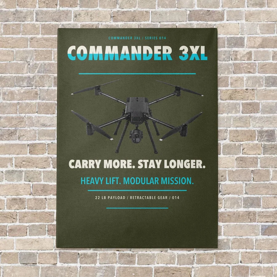 Draganfly Commander 3XL vertical canvas print - no frame - green army background