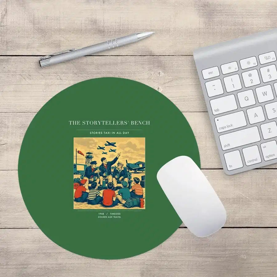 VINTAGE G4430 - The Storytellers' Bench - Designed Mouse Pads design on green round