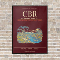 Thumbnail for Canberra Airport CBR - Canvas Framed - Dark Red