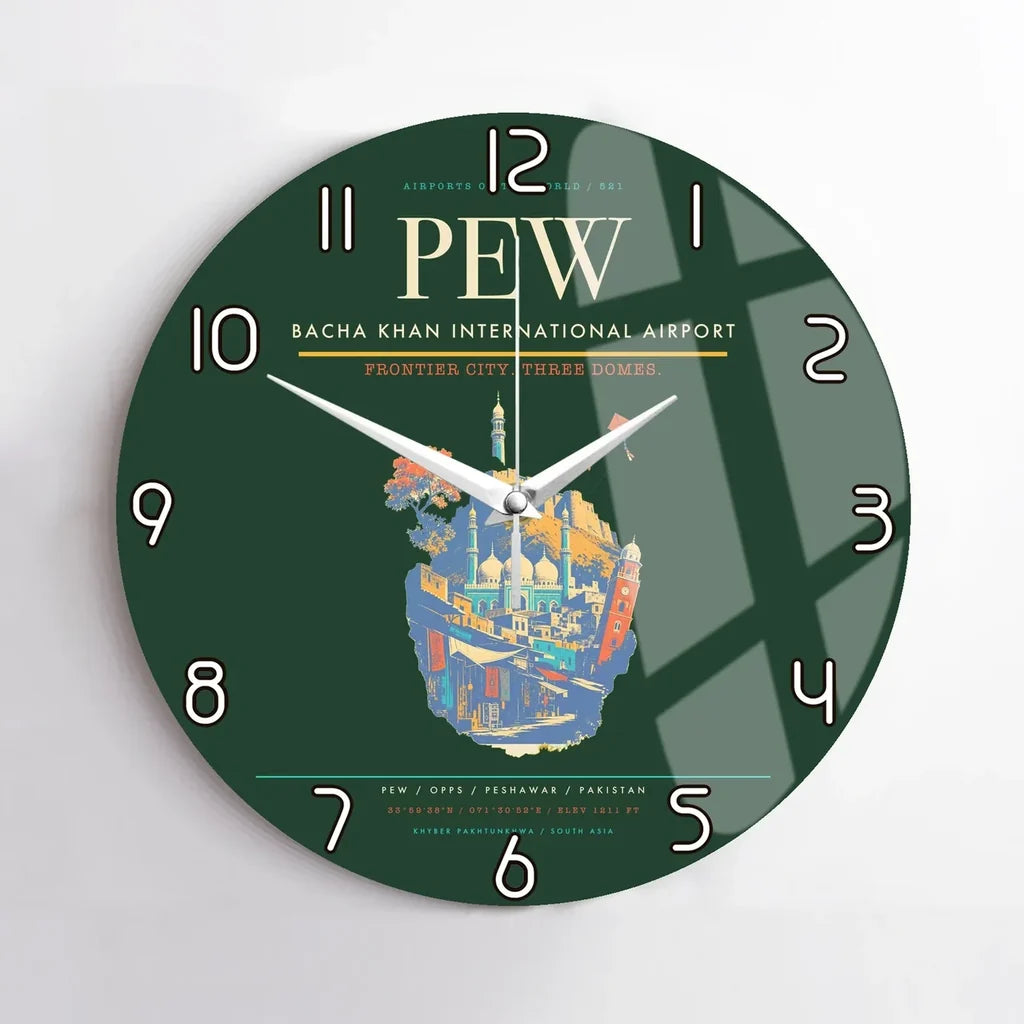 Bacha Khan International Airport PEW Wall-Clock No-Frame - Dark Green
