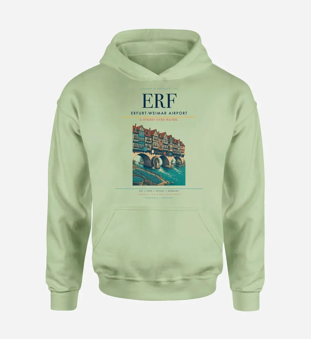 Erfurt-Weimar Airport (ERF) design on light green hoodie single-side print