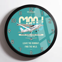 Thumbnail for Cessna 180J Skywagon design on turquoise framed wall clock