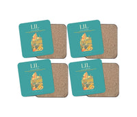 Thumbnail for Lille Airport (LIL) design on turquoise 4 pieces set coaster