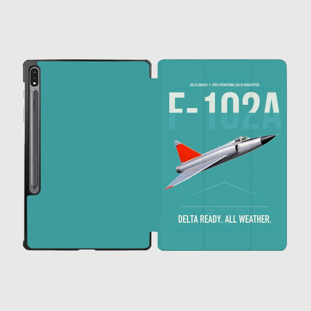 F-102A Delta Dagger design on turquoise samsung tablet tablet case