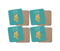 Thumbnail for Asturias Airport (OVD) design on turquoise 4 pieces set coaster