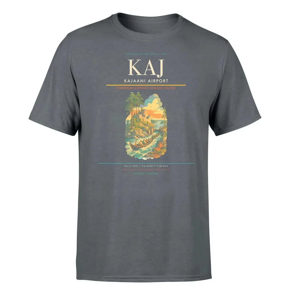 Kajaani Airport (KAJ) T-Shirt single-side front print in Gray | kajaani-airport-kaj-double-side-t-shirt