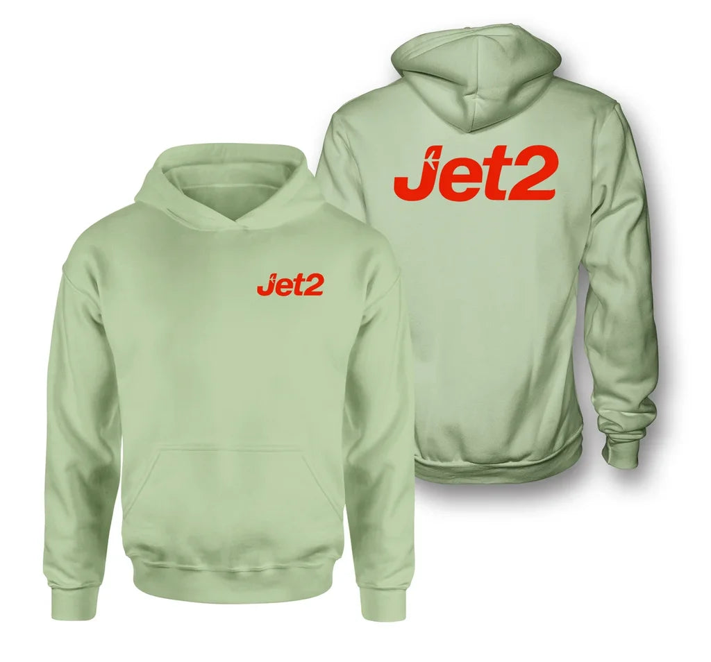 JET2 Airlines logo on light green double side hoodie