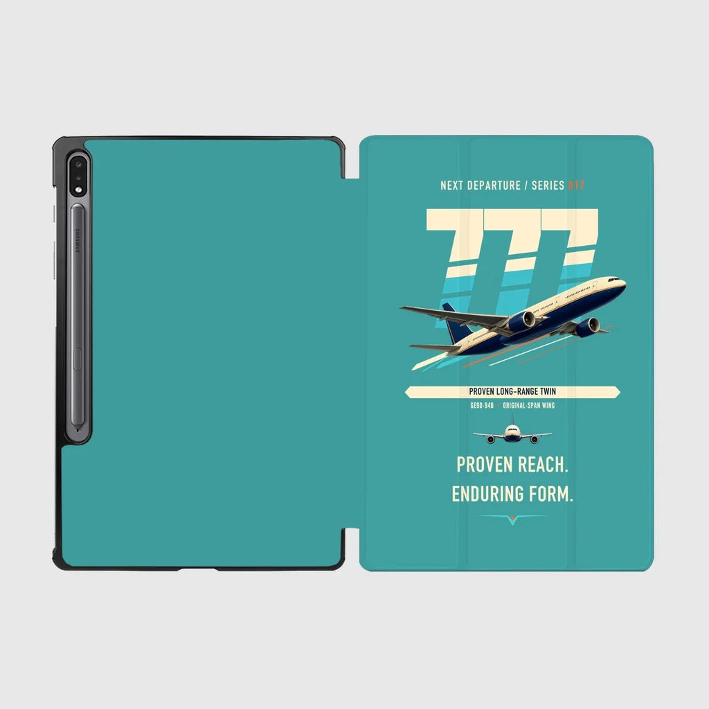 Boeing 777-200ER design on turquoise samsung tablet tablet case