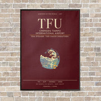 Thumbnail for Chengdu Tianfu International Airport TFU - Canvas Framed - Dark Red
