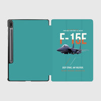 Thumbnail for F-15E Strike Eagle Deep Strike Any Weather design on turquoise samsung tablet tablet case