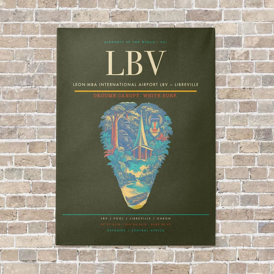 Leon-Mba International Airport LBV — Libreville vertical canvas print - no frame - green army background