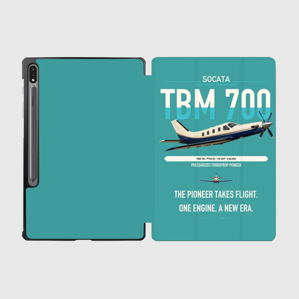 Socata TBM 700 design on turquoise samsung tablet tablet case
