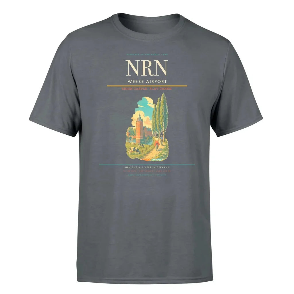 Weeze Airport (NRN) T-Shirt single-side front print in Gray | weeze-airport-nrn-double-side-t-shirt