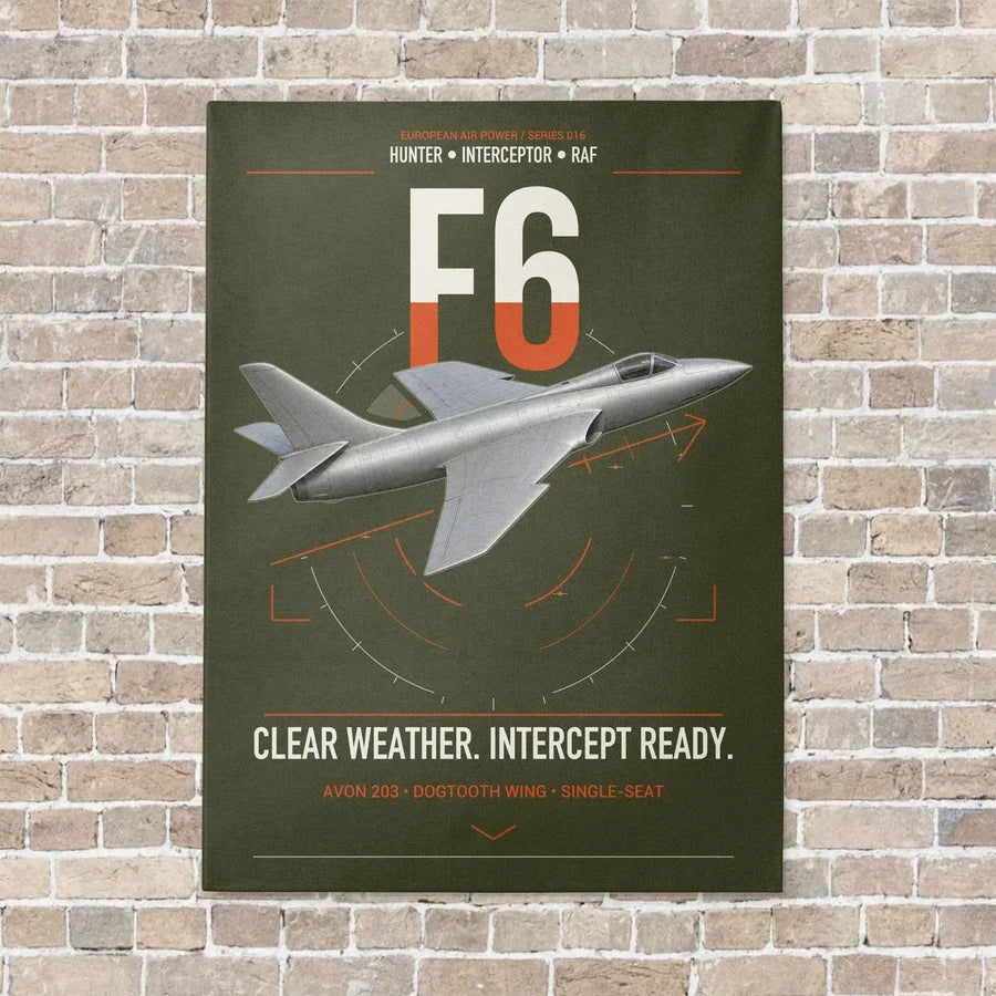 Hawker Hunter F6 vertical canvas print - no frame - green army background