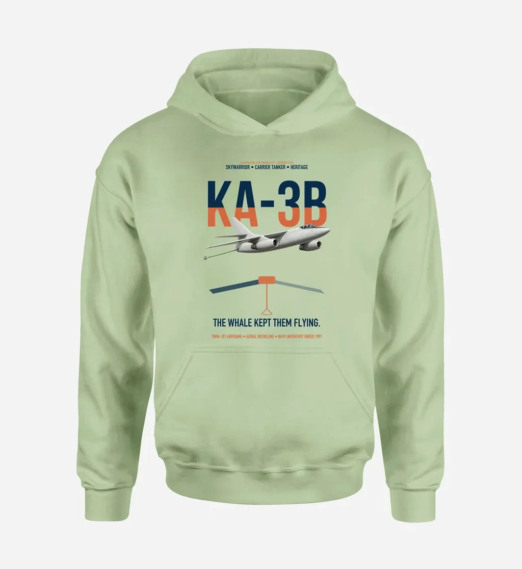 KA-3B Skywarrior design on light green double-side hoodie, single-side print