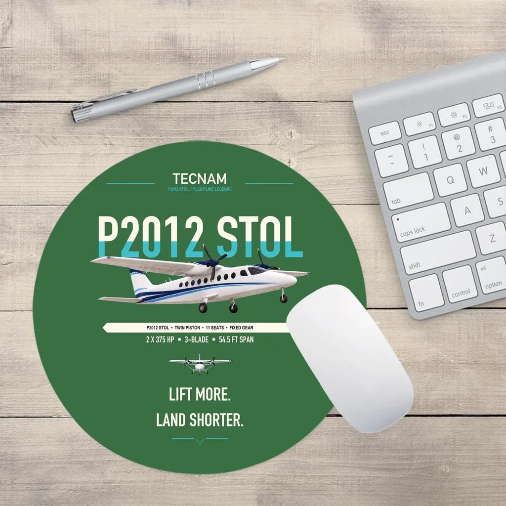 Tecnam P2012 STOL design on green round mouse pad