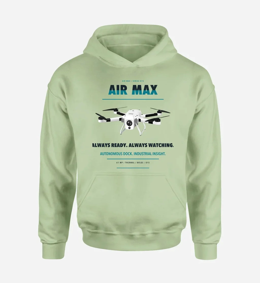 Percepto Air Max design on light green hoodie single side