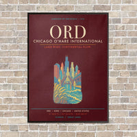 Thumbnail for Chicago O'Hare International Airport ORD - Canvas Framed - Dark Red