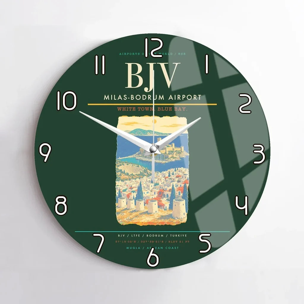 Milas-Bodrum Airport BJV Wall-Clock No-Frame - Dark Green
