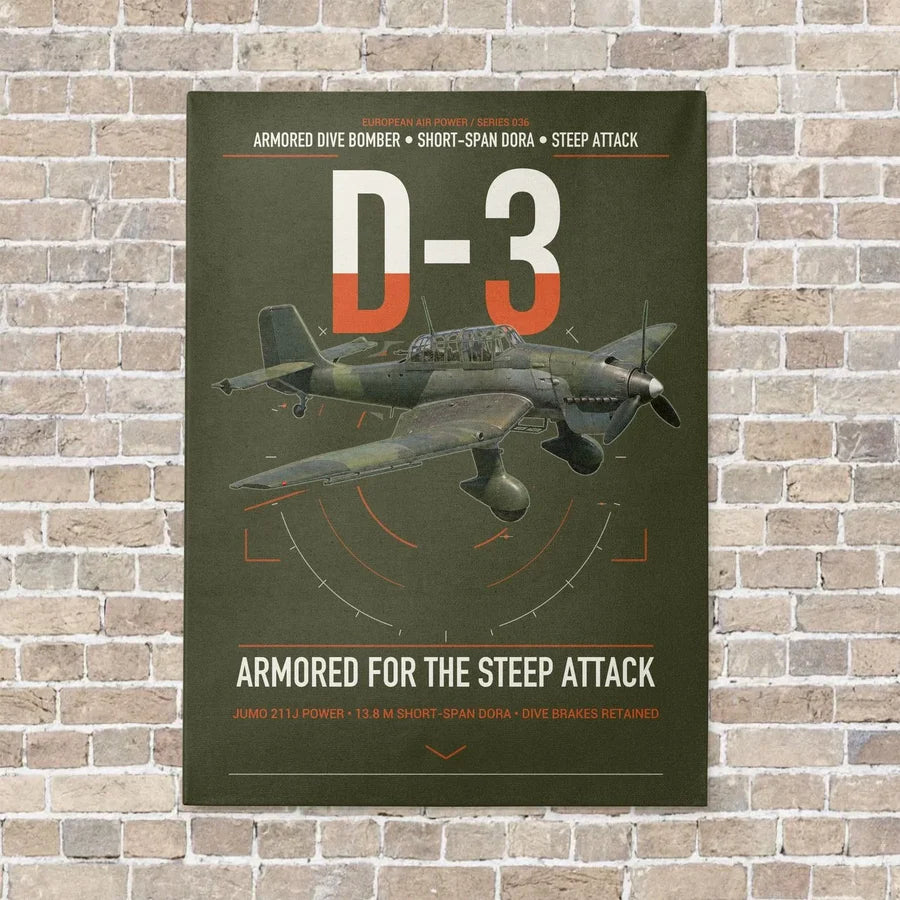 Junkers Ju 87D-3 vertical canvas print - no frame - green army background