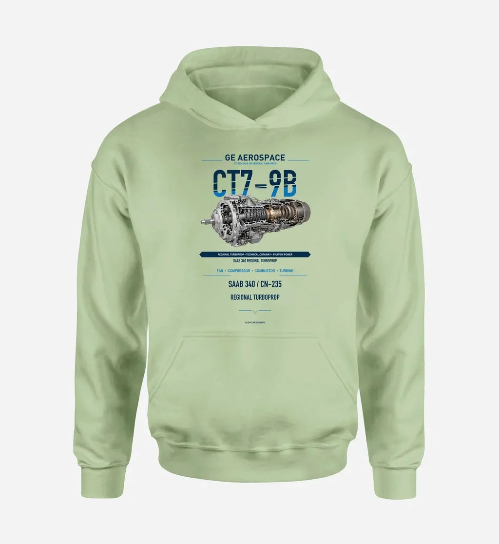 CT7-9B design on light green hoodie single side