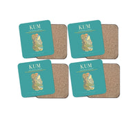 Thumbnail for Yakushima Airport (KUM) design on turquoise 4 pieces set coaster