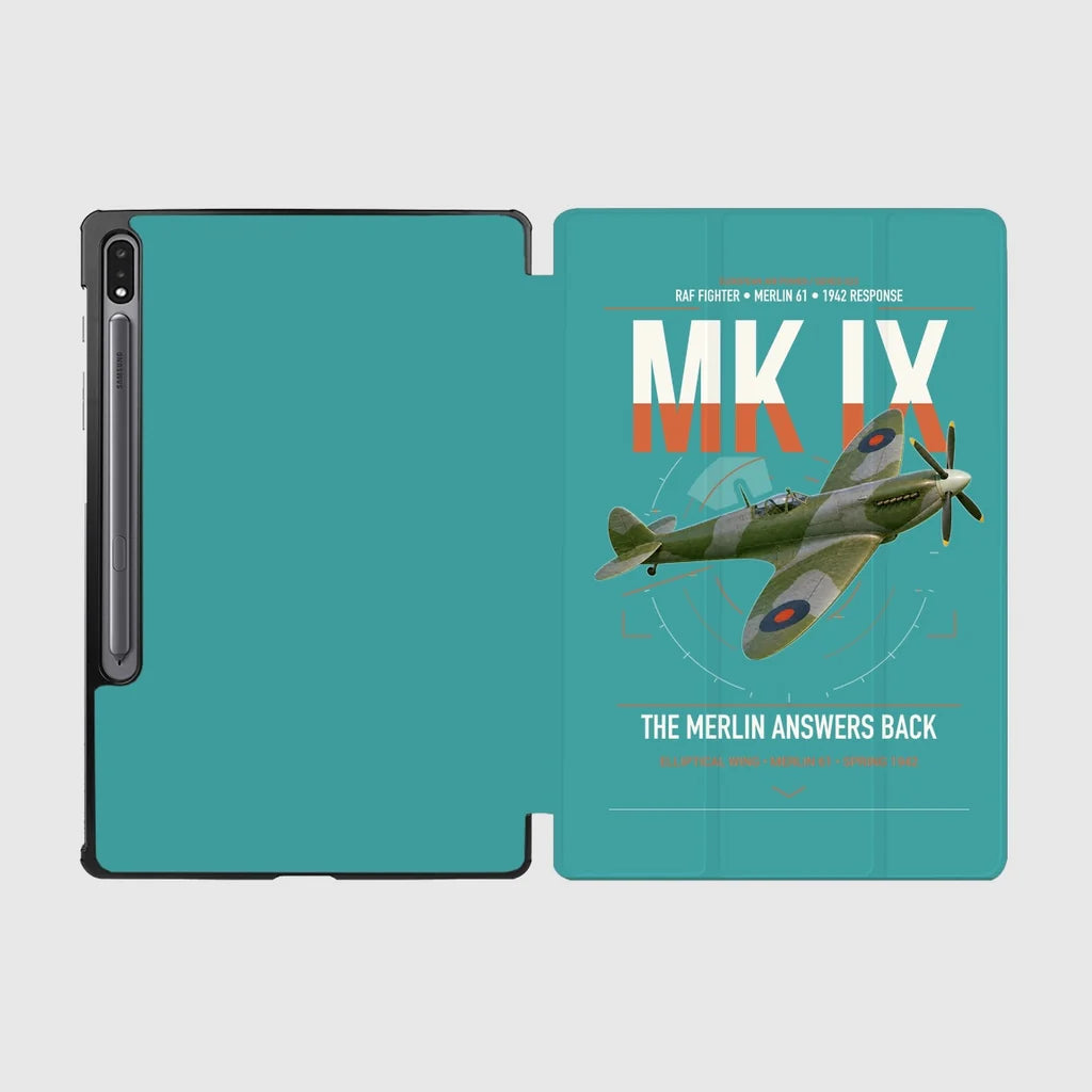 Supermarine Spitfire Mk IX design on turquoise samsung tablet tablet case