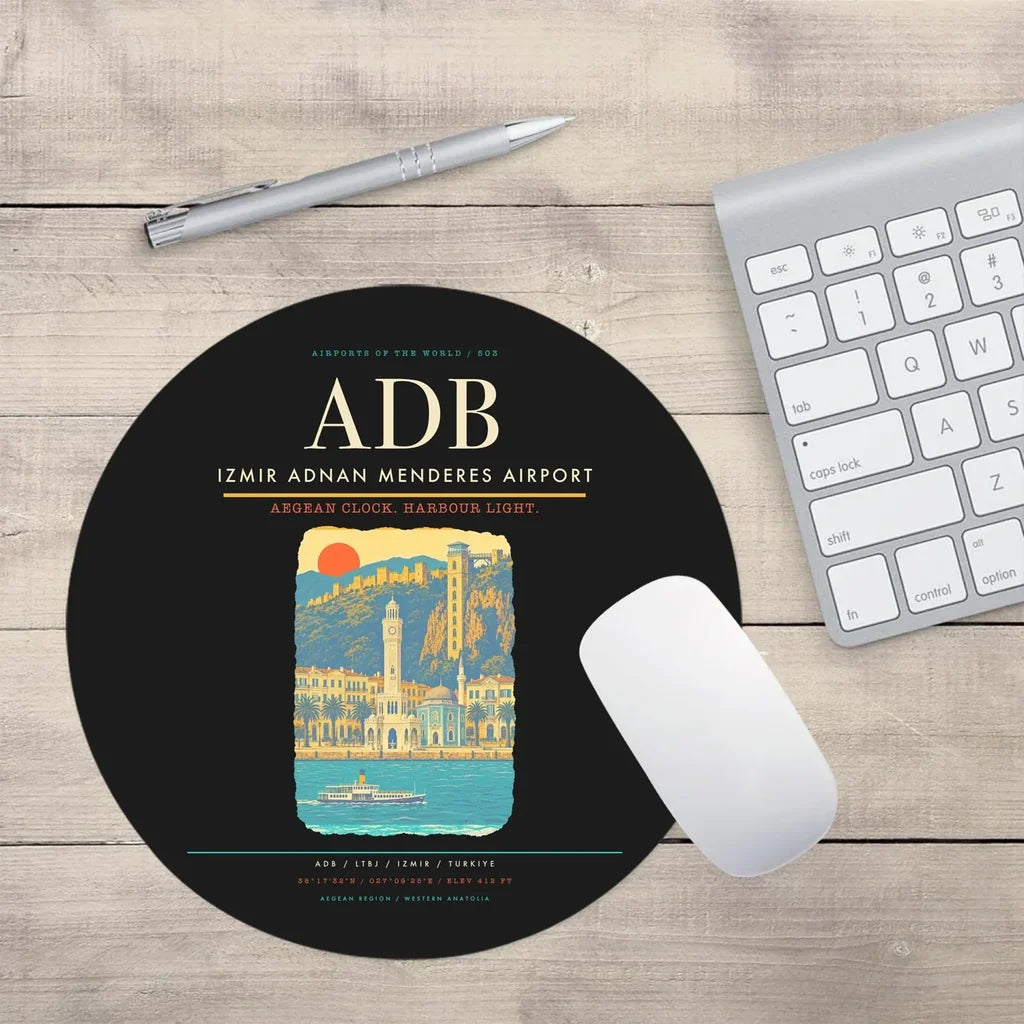 Izmir Adnan Menderes Airport ADB Mouse-Pad Round - Black