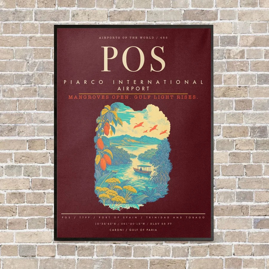 Piarco International Airport POS - Canvas Framed - Dark Red