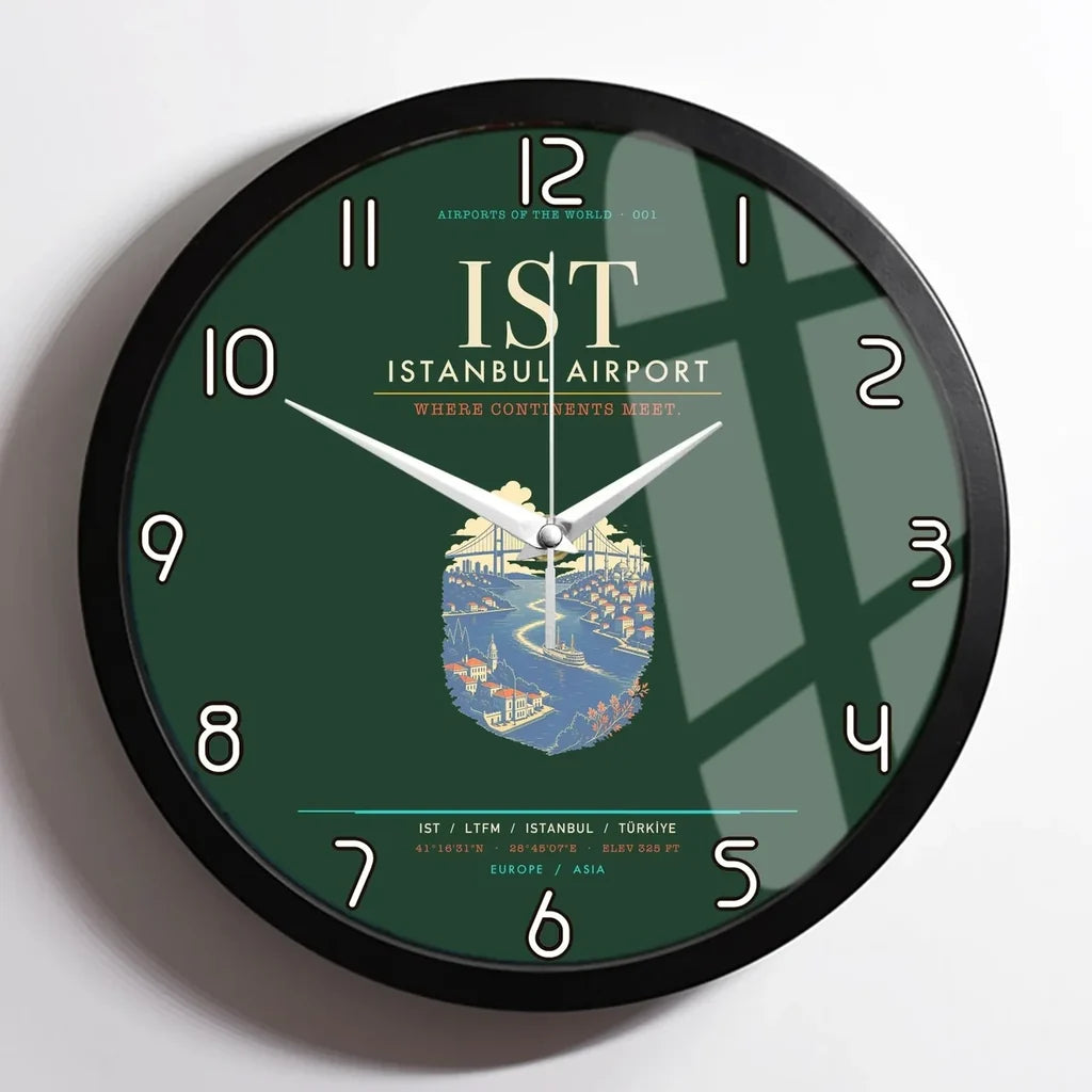 Istanbul Airport IST Wall-Clock Framed - Dark Green
