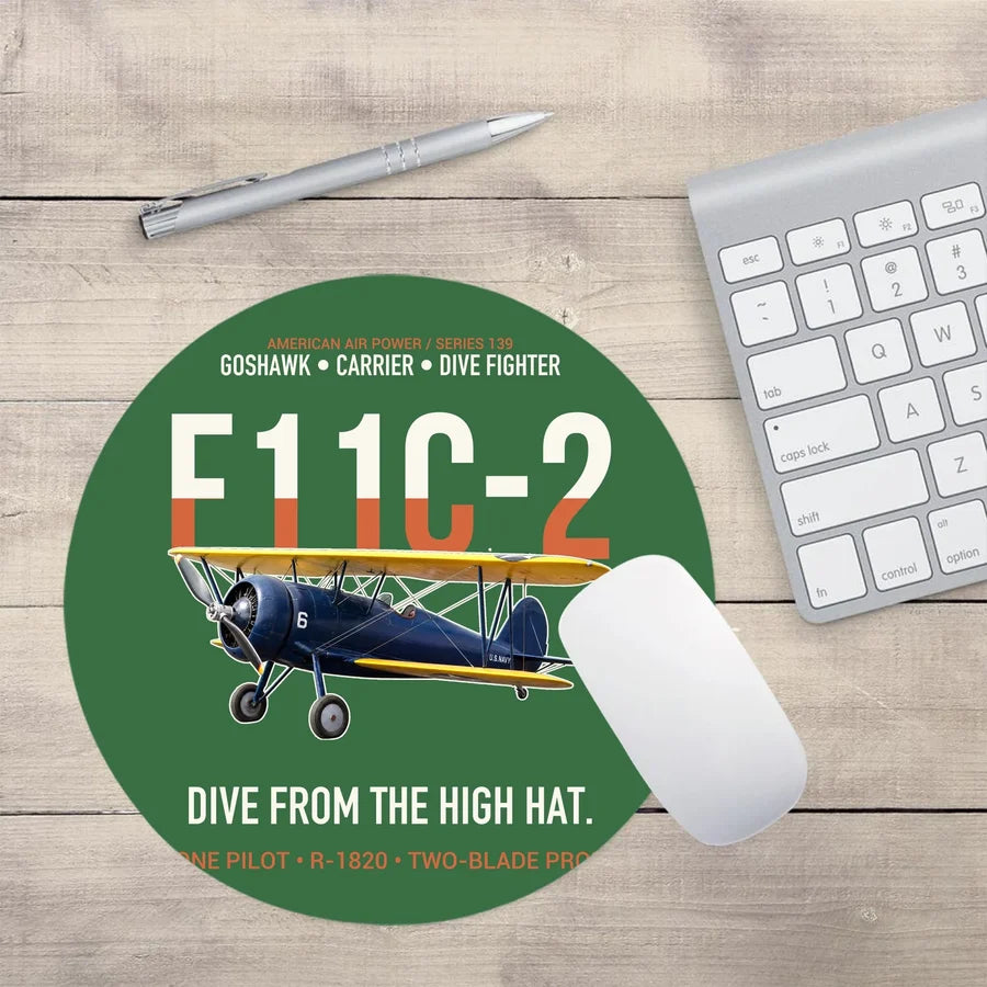 F11C-2 Goshawk Dive from the High Hat design on green round mouse pad