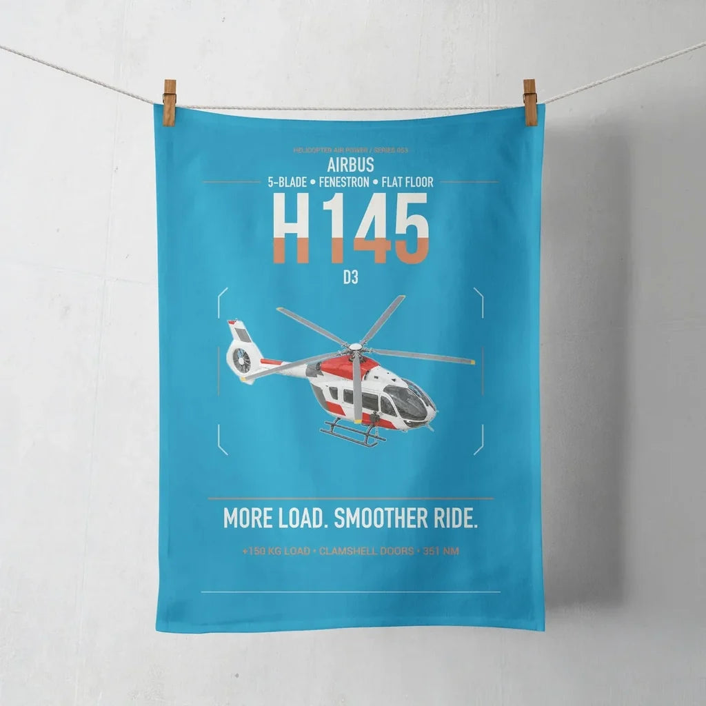 Airbus H145 D3 design on turquoise towel