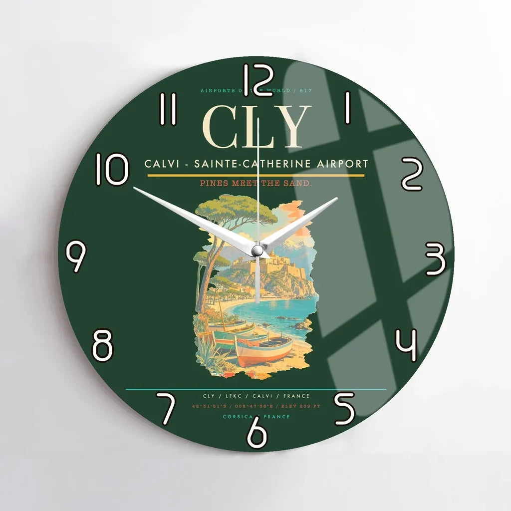 Calvi - Sainte-Catherine Airport CLY Wall-Clock No-Frame - Dark Green