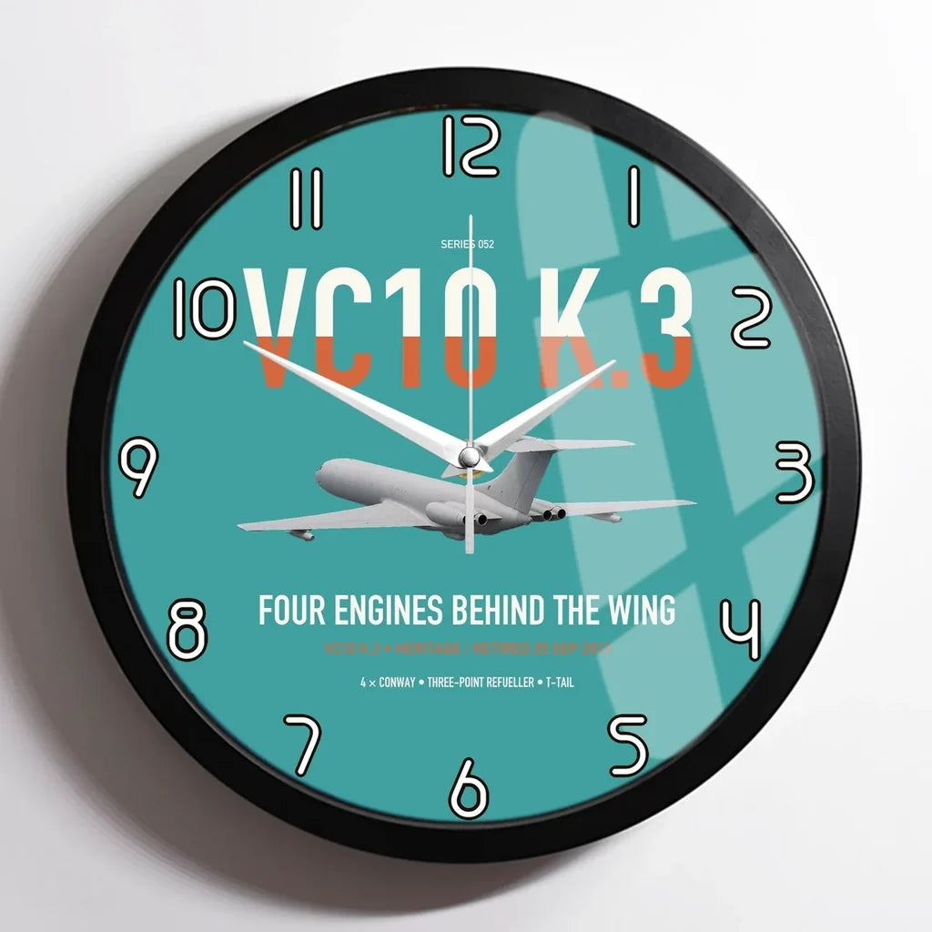 Vickers VC10 K.3 design on turquoise framed wall clock