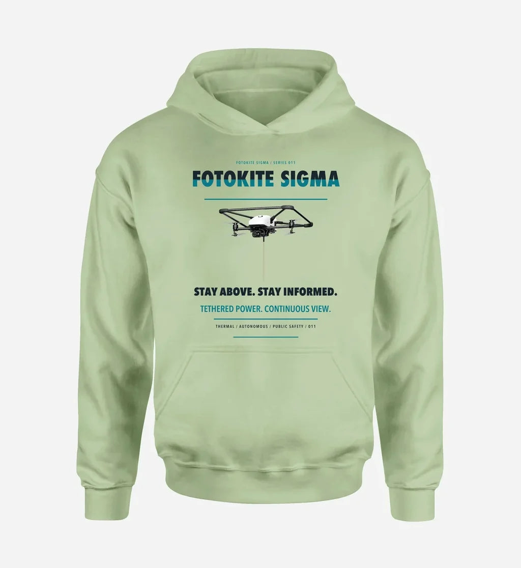 Fotokite Sigma design on light green hoodie single side