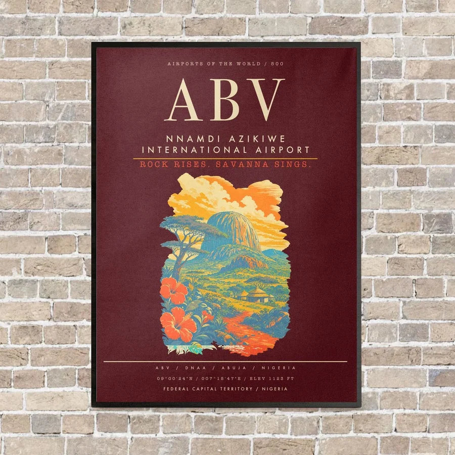 Nnamdi Azikiwe International Airport ABV - Canvas Framed - Dark Red