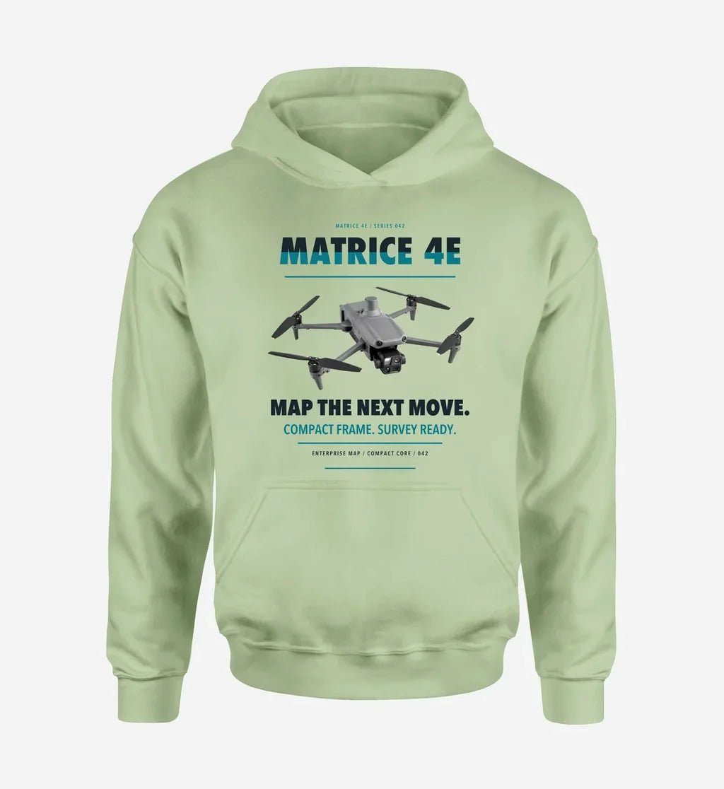 DJI Matrice 4E design on light green hoodie single side