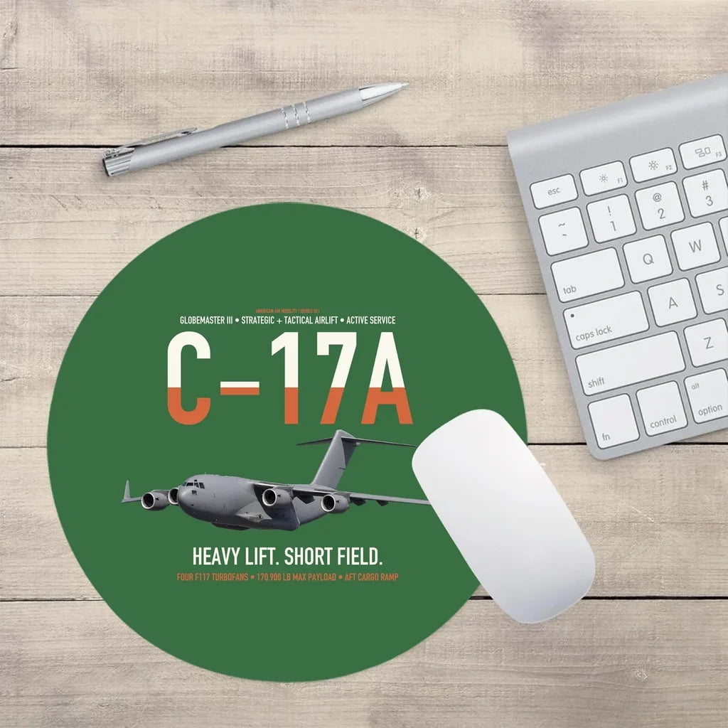 C-17A Globemaster III design on green round mouse pad