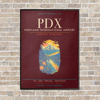 Thumbnail for Portland International Airport PDX - Canvas Framed - Dark Red