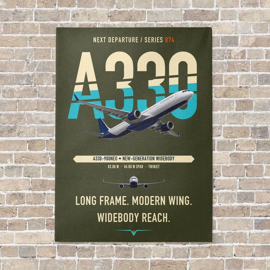 Airbus A330-900neo vertical canvas print - no frame - green army background