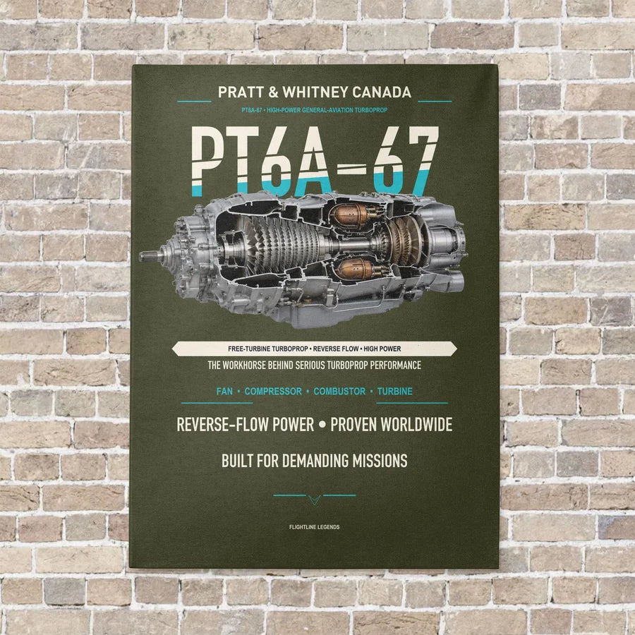 PT6A-67 vertical canvas print - no frame - green army background