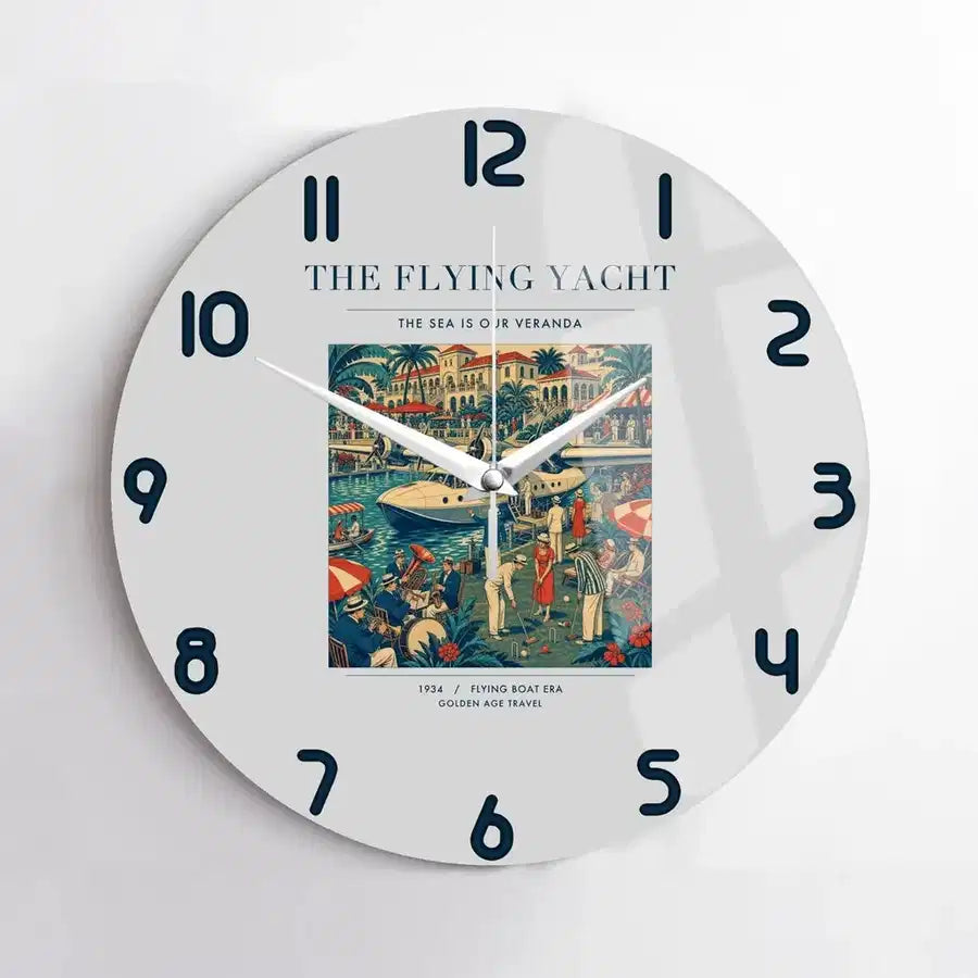 VINTAGE G4075 - The Flying Yacht - Designed Wall Clocks design on lightgray no-frame