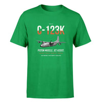 Thumbnail for C-123K Provider design on green double-side t-shirt, single-side print