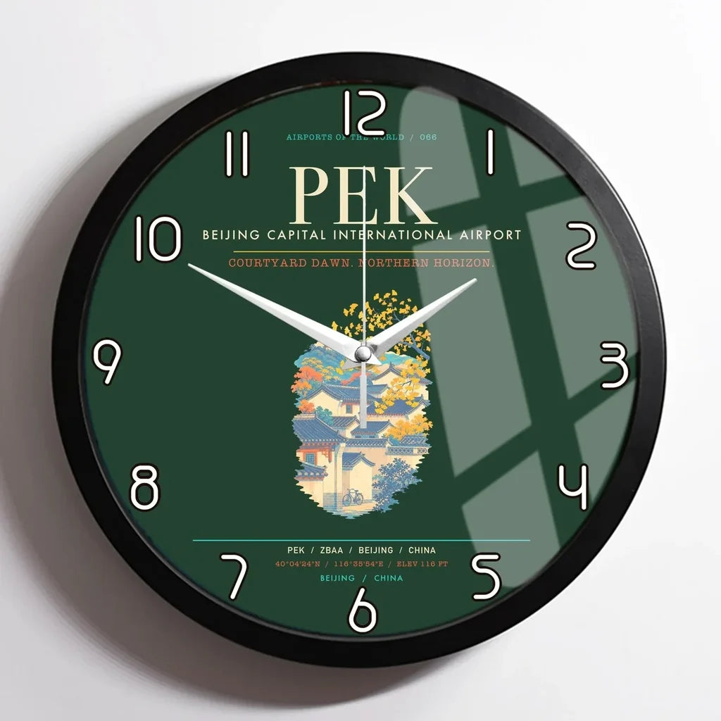 Beijing Capital International Airport PEK Wall-Clock Framed - Dark Green