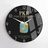 Thumbnail for Pokhara International Airport PKR Wall-Clock No-Frame - Black