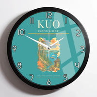 Thumbnail for Kuopio Airport (KUO) design on turquoise framed wall clock