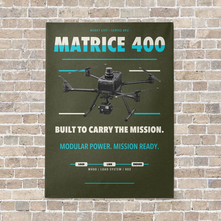 DJI Matrice 400 vertical canvas print - no frame - green army background